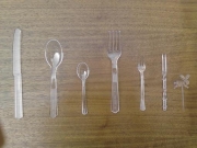 Plastic knife, plastic fork, plastic spoon